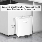 Bonsaii Quiet Strip-Cut Shredder, Up to 8 Sheets, Offering high Security, CDs, Credit Cards, Overheat Protection, Equipped with a 3.4-Gallon bin, Operates Quietly, Ideal for Home Office, White